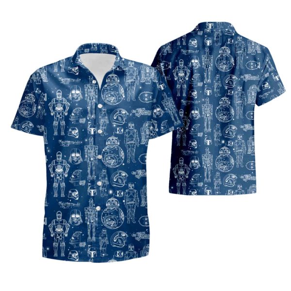 Star Wars Over Printed Navy Hawaiian Shirt summer shirt Jezsport.com