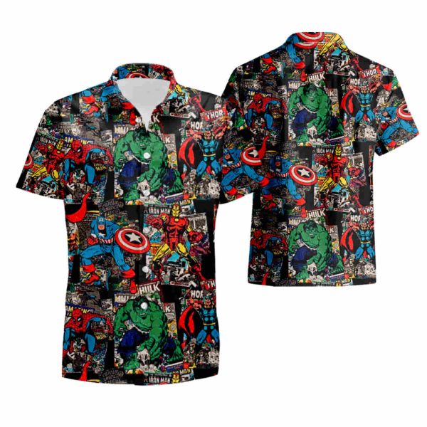 Super Heros Marvel Hawaiian Shirt Dnstyles summer shirt Jezsport.com