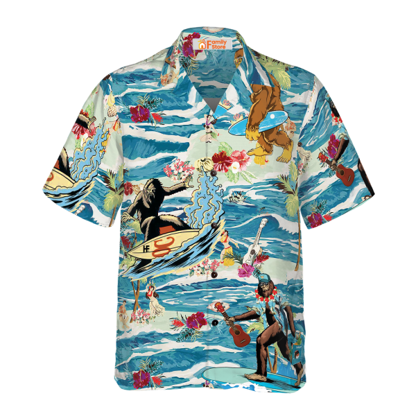 Surfing Bigfoot Aloha Vacation Bigfoot Hawaiian Shirt Jezsport.com