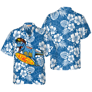 T-Rex Catch The Waves Dinosaur Hawaiian Shirt