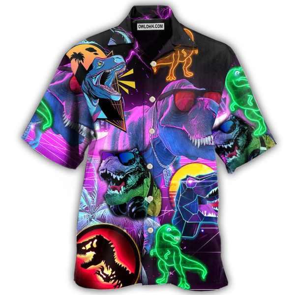 Jurassic Park Dinosaur T-rex Neon Art Style - Hawaiian Shirt Jezsport.com