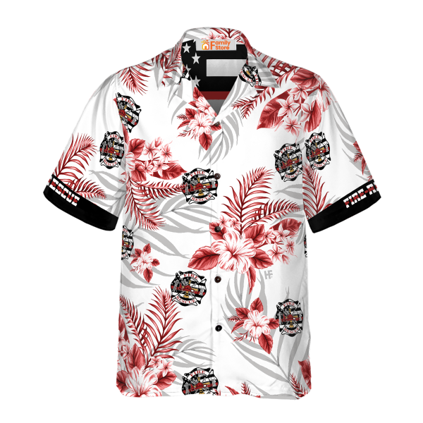 The Red Line Black American Flag Firefighter Hawaiian Shirt Jezsport.com