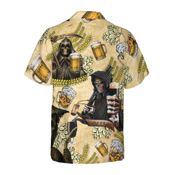 The Death Loves Beer Hawaiian Shirt, Best Gift For Beer Lovers Jezsport.com