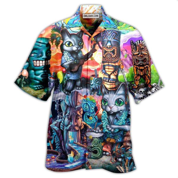 Tiki It's Time And Cat - Hawaiian Shirt Jezsport.com