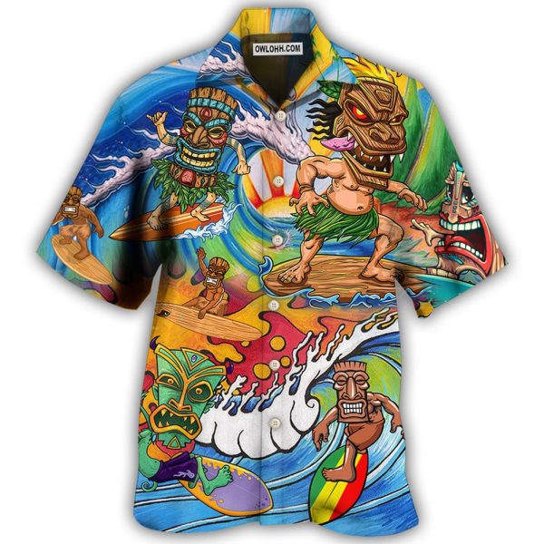 Tiki Surfing Style With Pretty Painting - Hawaiian Shirt Jezsport.com