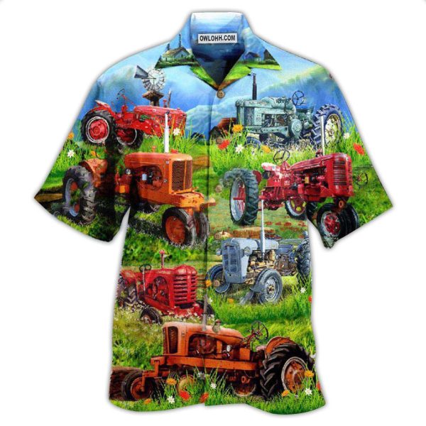 Tractor Real Men Drive Tractors - Hawaiian Shirt Jezsport.com