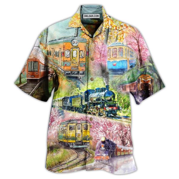 Train Love Flowers - Hawaiian Shirt Jezsport.com