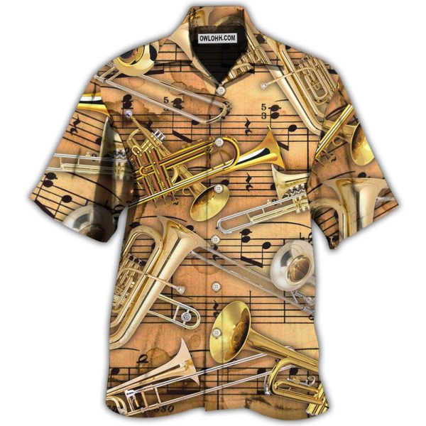 Trombone Music Notes Style - Hawaiian Shirt Jezsport.com