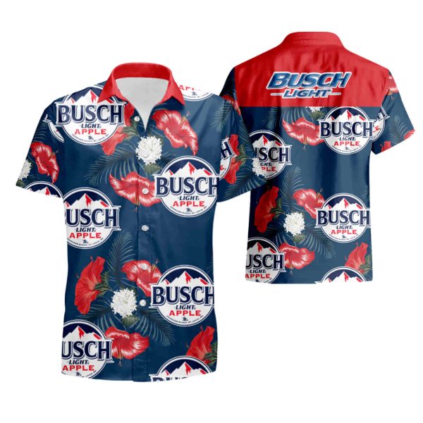 Tropical Hibiscus Busch Light Apple Beer All Over Print Hawaiian Shirt summer shirt Jezsport.com