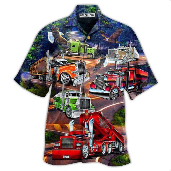 Truck Proud American Trucker With Eagle - Hawaiian Shirt Jezsport.com