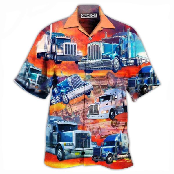 Truck Real Men Drive Big Trucks In The Sunset - Hawaiian Shirt Jezsport.com