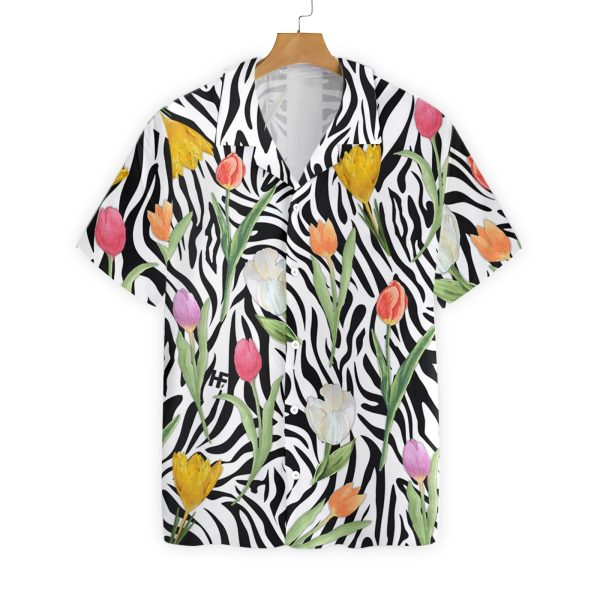 Tulip Zebra Watercolor Painting Art Hawaiian Shirt Jezsport.com