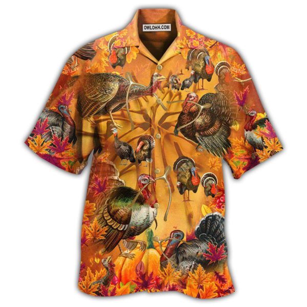 Turkey Happy Wishbone Thanksgiving - Hawaiian Shirt Jezsport.com