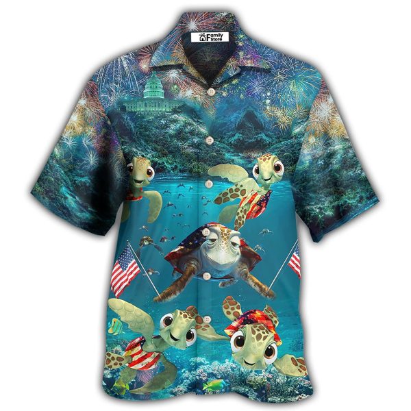 Turtle Independence Day Celebrate Under Sea - Hawaiian Shirt Jezsport.com