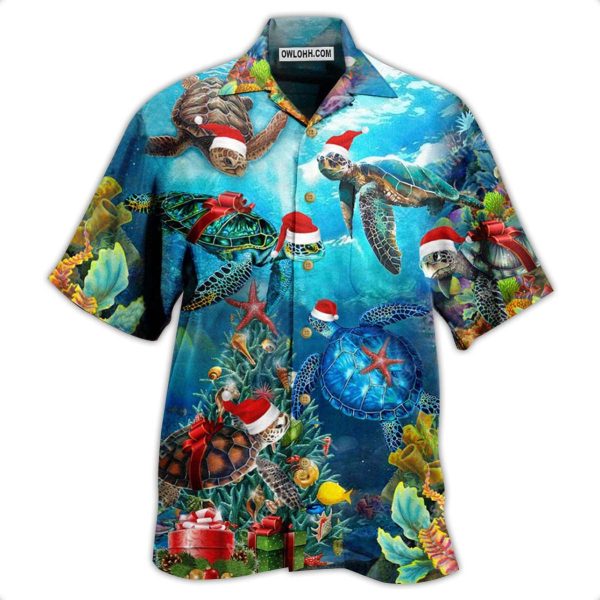 Turtle Love Christmas And Ocean - Hawaiian Shirt Jezsport.com