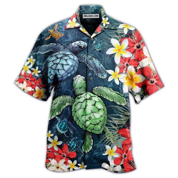 Turtle Love Flowers - Hawaiian Shirt Jezsport.com