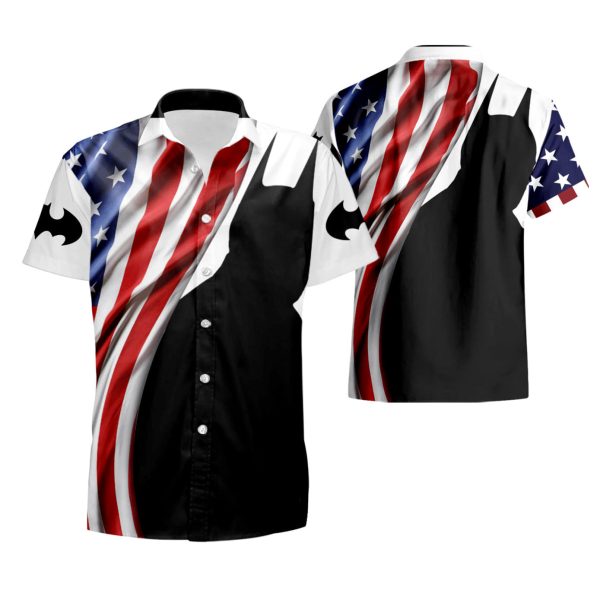 US flag and Batman Shadow Hawaiian Shirt summer shirt Jezsport.com