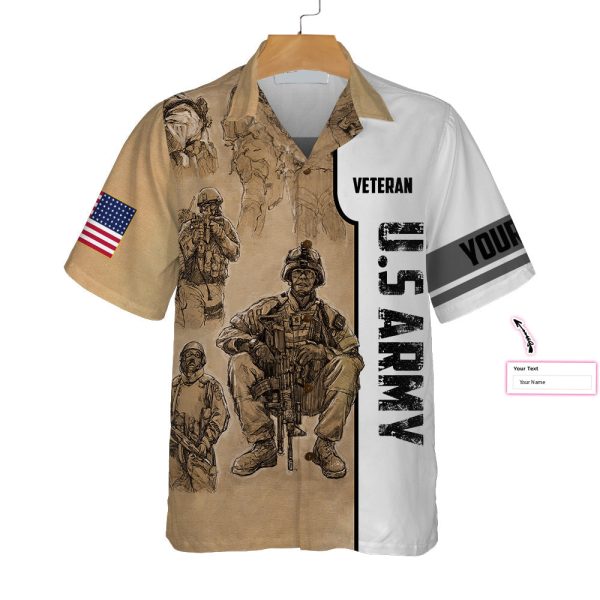 US Army Veteran Vintage Custom Hawaiian Shirt, Proud Veteran Shirt Jezsport.com