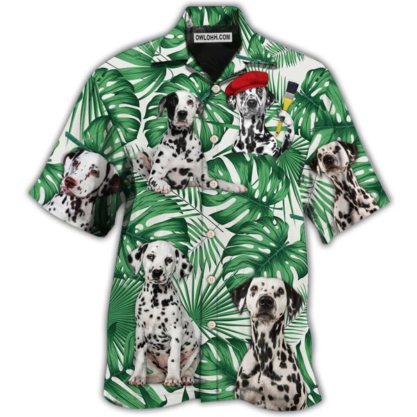 Dalmatian And Tropical Leaf - Hawaiian Shirt Jezsport.com