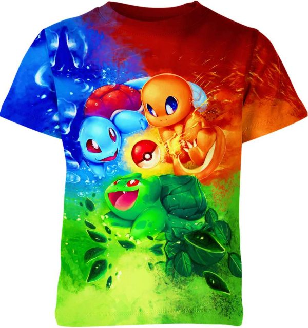 Bulbasaur, Charmander And Squirtle From Pokemon Shirt Jezsport.com