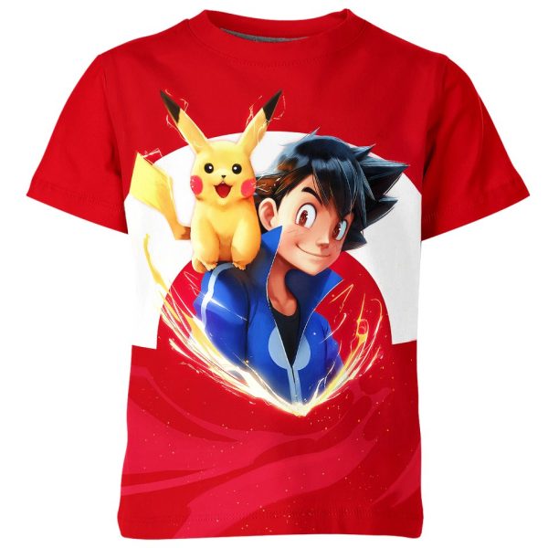 Ash Ketchum and Pikachu From Pokemon Shirt Jezsport.com