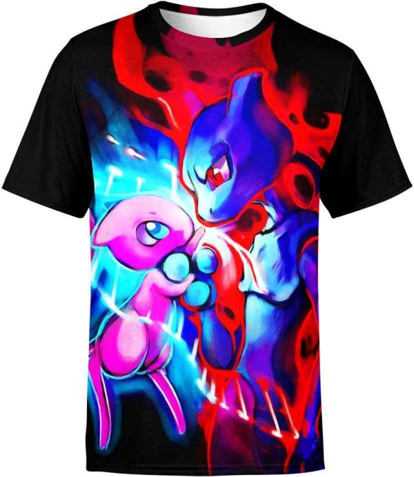 Mew And Mewtwo From Pokemon Shirt Jezsport.com