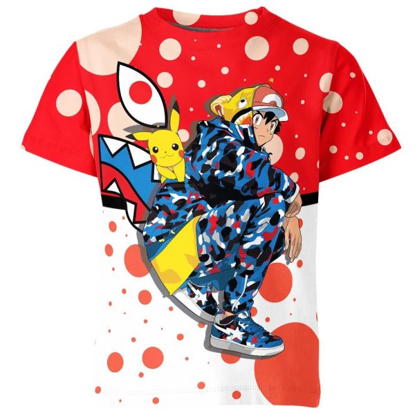 Ash Ketchum And Pikachu From Pokemon X Bape Shirt Jezsport.com