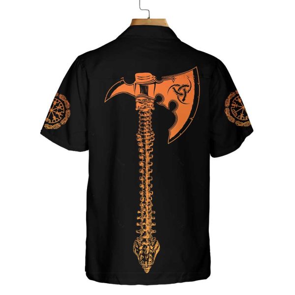 Viking Skull With Backbone Axe Hawaiian Shirt Jezsport.com