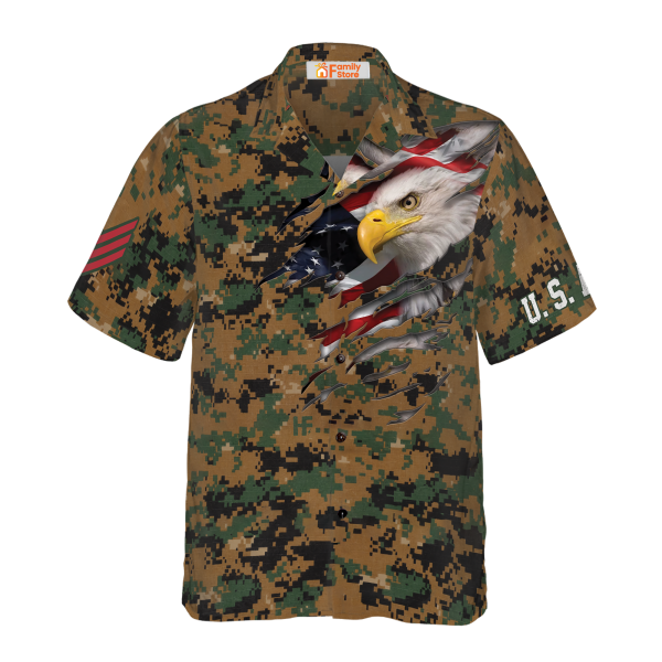 Veteran Proud US Marine Camouflage Hawaiian Shirt Jezsport.com