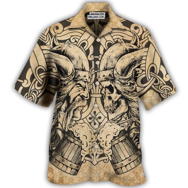 Viking Old Man With Skull Vintage - Hawaiian Shirt Jezsport.com