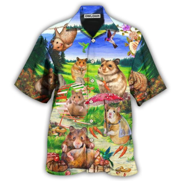 Hamster Animals Eating And Happy In Field - Hawaiian Shirt Jezsport.com