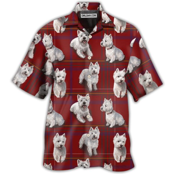 West Highland Terrier Dog Lover Red Background - Hawaiian Shirt Jezsport.com