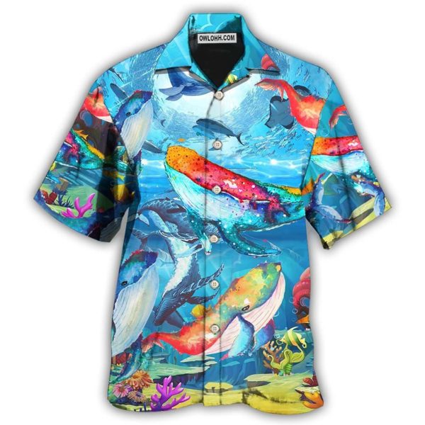 Whale Love Color Love Ocean - Hawaiian Shirt Jezsport.com