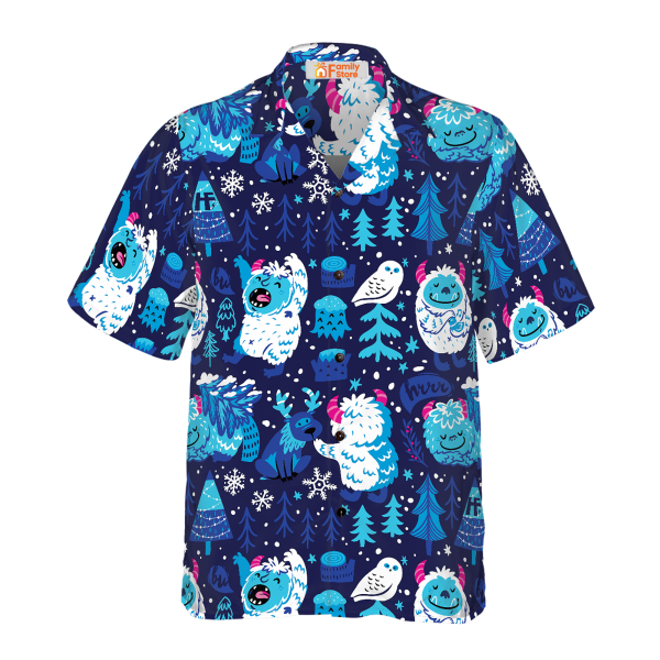 White Snow Owl And Tree Winter Forrest Bigfoot Hawaiian Shirt Jezsport.com