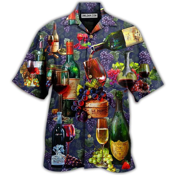 Wine Life Is Better With A Glass Of Wine Grape - Hawaiian Shirt Jezsport.com