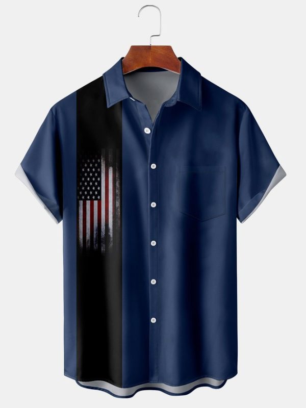 American Flag Print Casual Breathable Hawaiian Shirt Jezsport.com