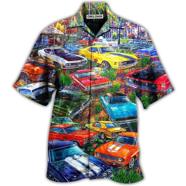 Car In The Garden Colorful Style - Hawaiian Shirt Jezsport.com