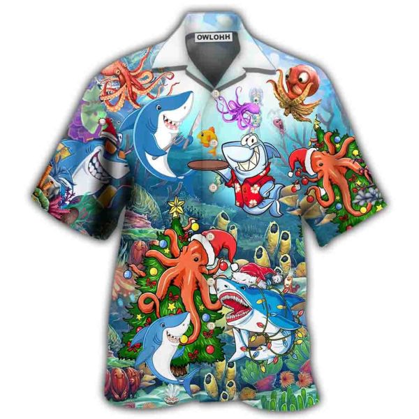 Shark Loves Beautiful Octopus - Hawaiian Shirt Jezsport.com