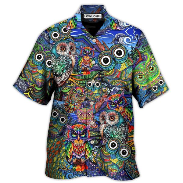 Hippie Owls Peace Life Mix Color Nice Style - Hawaiian Shirt Jezsport.com