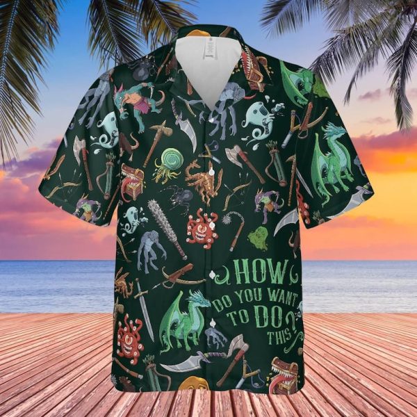 DnD Gift, DnD Hawaiian Shirt, DnD Shirt, DnD Monsters, DnD Weapon Jezsport.com