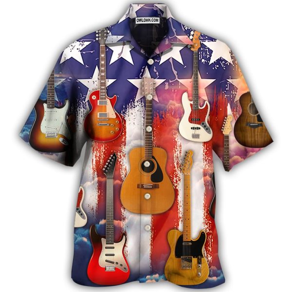 Guitar Independence Day Star America - Hawaiian Shirt Jezsport.com