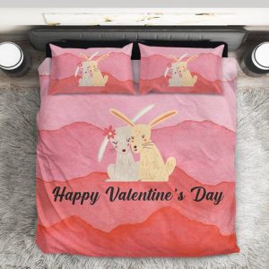 3D Adorable Bunny Couple Valentine Bedding