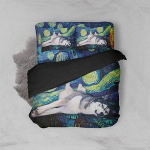 3D Husky Starry Night Bedding Set
