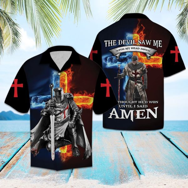 God The Devil Saw Me With My Head Down Crusader Knight Hawaii Shirt Jezsport.com