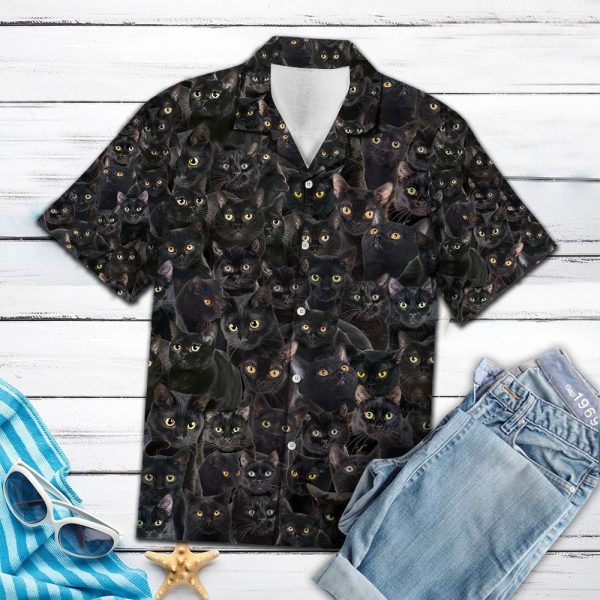 Black Cat Awesome D0107 - Hawaii Shirt Jezsport.com