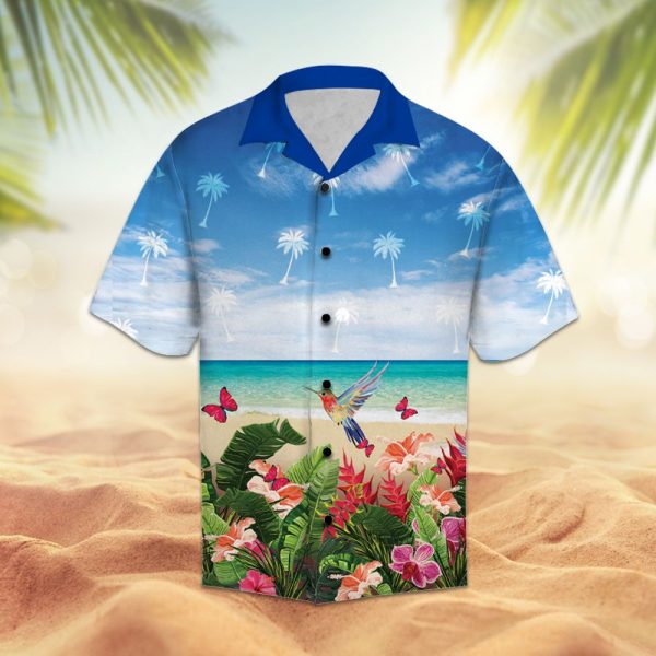 Floral summer with hummingbird and butterfly Hawaii Shirt Jezsport.com