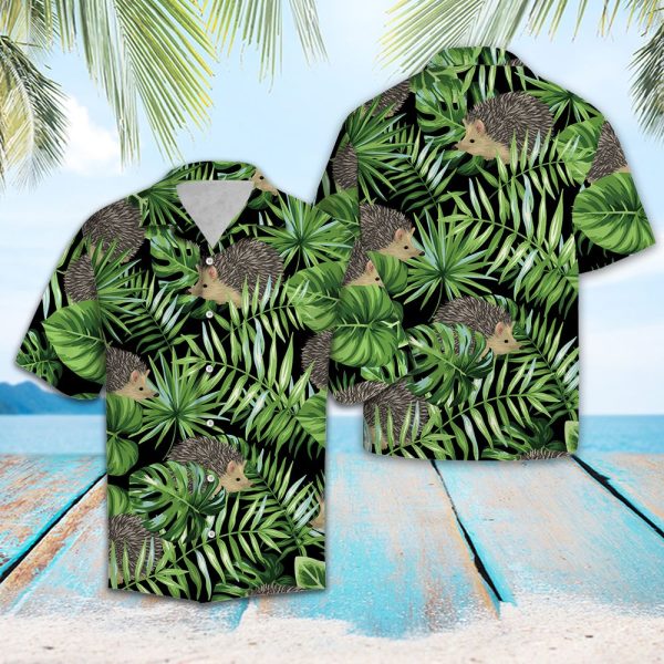 Hedgehog Green Tropical Hawaii Shirt Jezsport.com