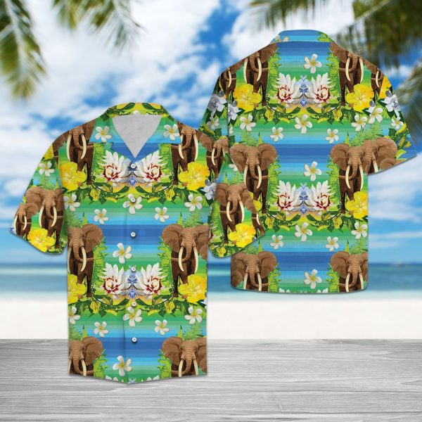 Elephant Tropical Flowers Hawaii Shirt Jezsport.com