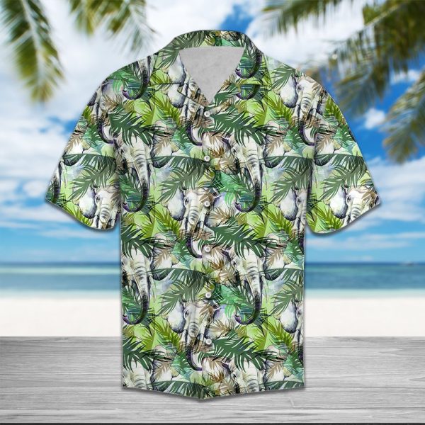 Elephant Tropical Palm Leaves Hawaii Shirt Jezsport.com