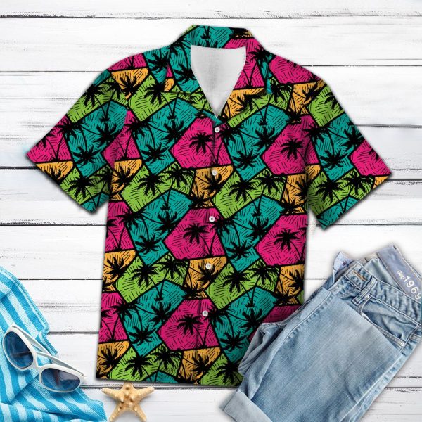 Coconut Palm Colorful Hawaii Shirt Jezsport.com